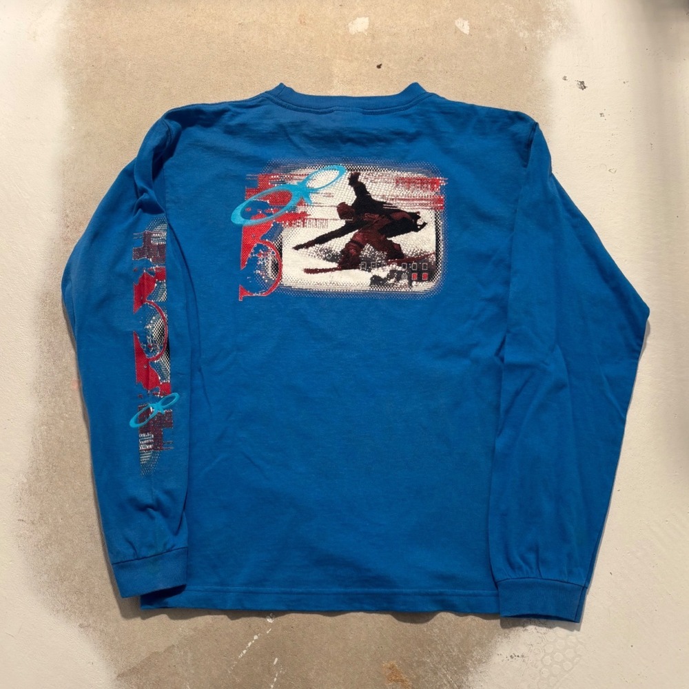 Vintage Ocean Pacific OP Boys Large Blue Long Sleeve Snowboard Graphic T-Shirt